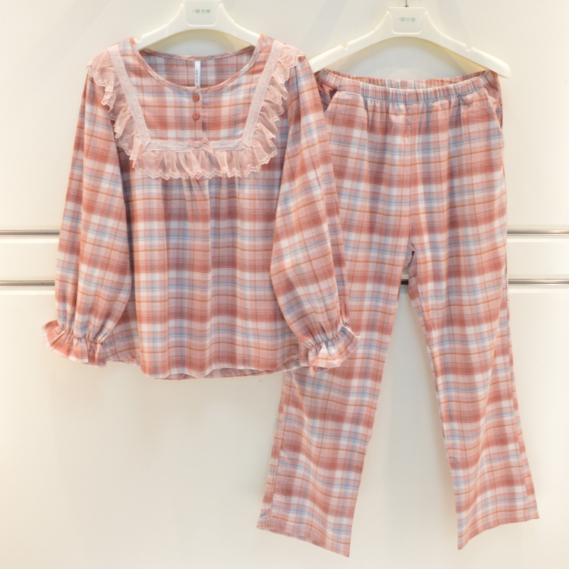 安之伴睡衣2025秋季新品女士纯棉梭织磨毛大方甜美少女家居服套
