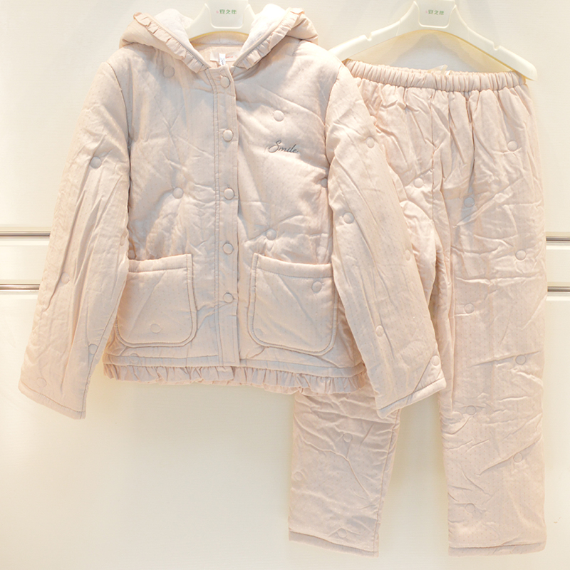 层加厚夹棉连帽宽松女家居服