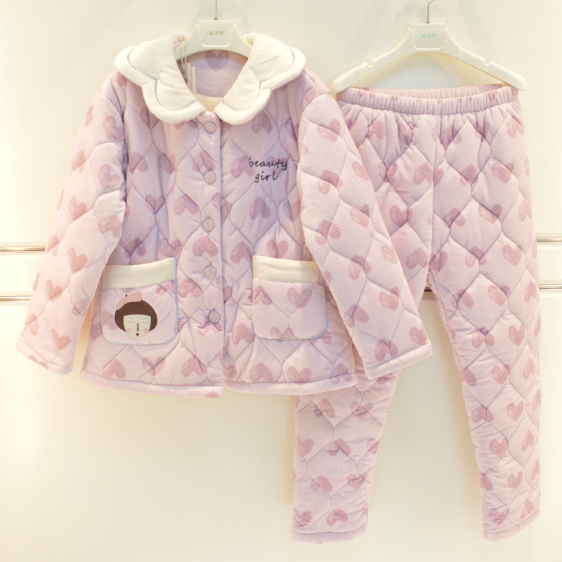 安之伴冬季女士加厚睡衣家居服