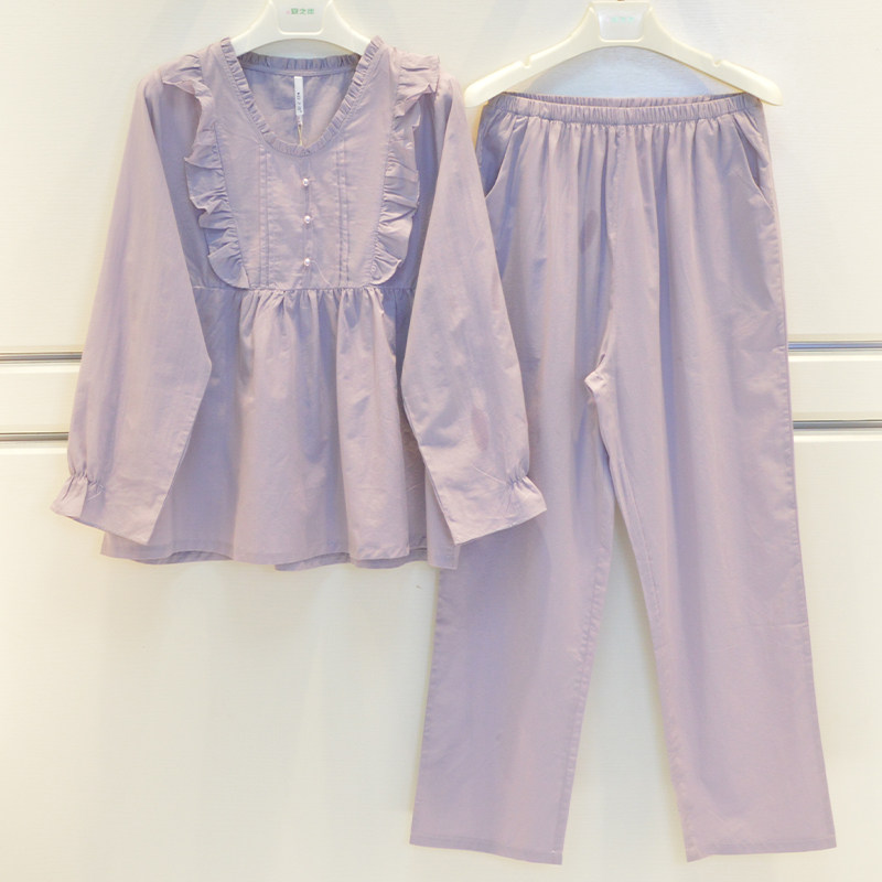 安之伴睡衣2026春夏女士梭织纯棉甜美舒适公主风九分袖长裤家居服