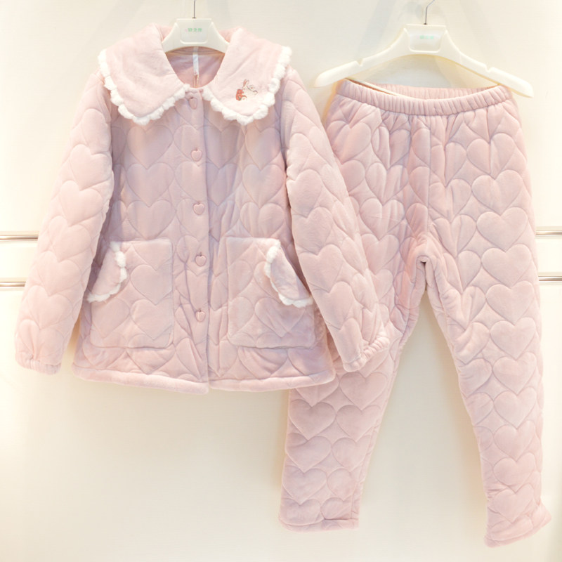 安之伴新款睡衣冬季女贝贝绒爱心卡通三层加厚夹棉可爱保暖家居服,女士内衣/男士内衣/家居服,睡衣/家居服套装,淘宝优惠券,粉丝福利购,淘宝优惠卷