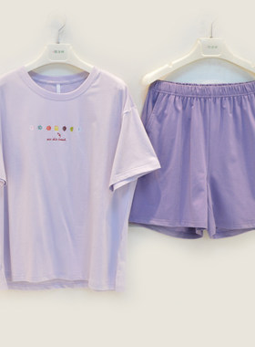素色卡通水果短袖短裤休闲家居服