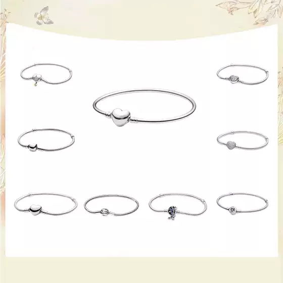 Heart-Shaped Rose Crown T-Shaped Buckle Snake Bone Chain Plain Chain Bracelet Can Be Diyed, Fashionable and Versatile, a Gift for Your Girlfriend