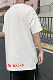 港风夏季简约后背字母印花纯棉T恤男宽松休闲打底T130，男装T恤，电商A089-1