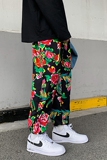 A090DK700P35加绒的45中国风东北大花裤子女国潮红情侣哈伦裤网红，男装休闲裤，电商A089-1