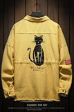 木板风秋季新款猫咪印花夹克男士大码休闲青年宽松外套JK909P75，男装夹克，电商A089-1