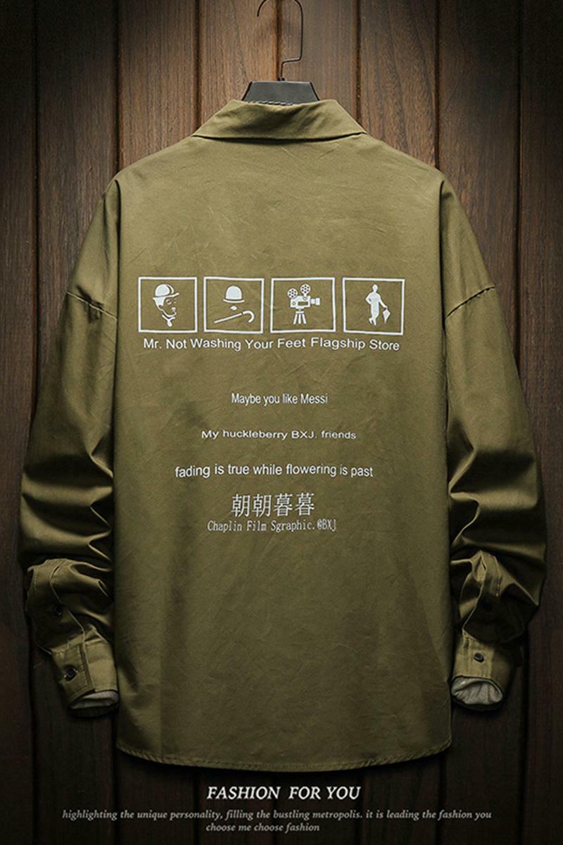 a090原创秋季新款男士长袖印花衬衫95%棉5%其他CS905P50,男装衬衫,电商A089-1