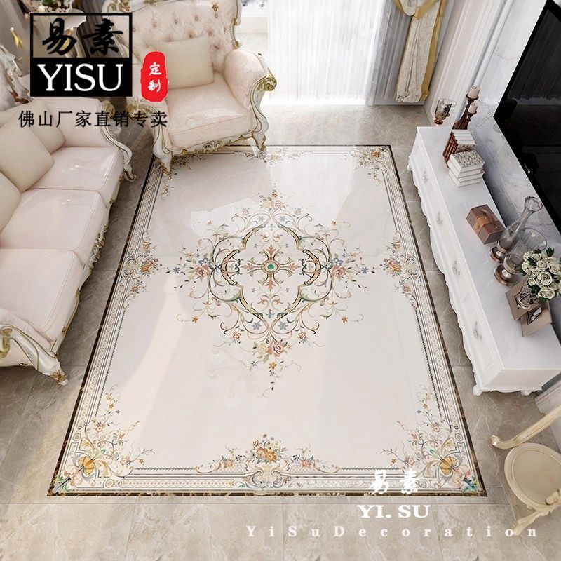 欧式别墅客厅地拼花地砖仿水刀入户玄关过道餐厅造型瓷砖艺术拼花