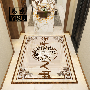 新入户门厅走廊地拼花出入平安图案定制玄关过道地砖仿水刀抛晶砖