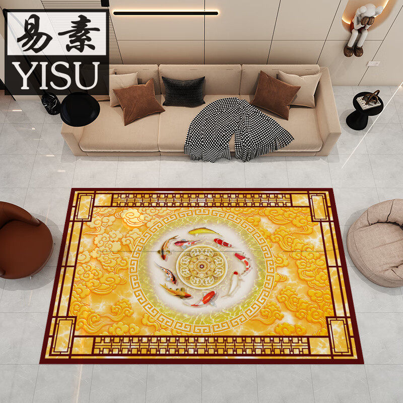 新中式客厅入户玄关图案造型瓷砖定做走廊金鱼莲花过道拼花地砖