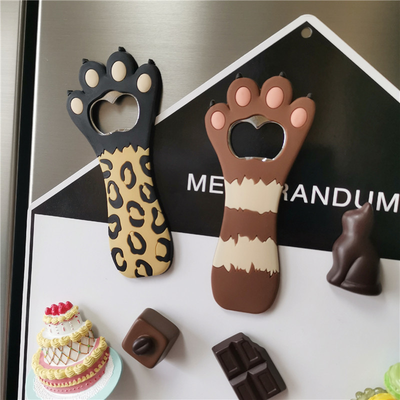 豹纹猫咪猫爪啤酒开瓶器冰箱贴汽水北欧启瓶器瓶起子磁性磁性贴