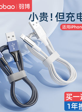 羽博数据线适用苹果数据线phone充电线14快充12手机ipad平板11pro闪充7 8plus单头XR冲电线XS正品max充电器线