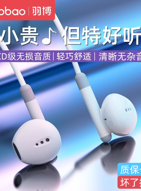 羽博有线耳机typec接口3.5mm耳机圆孔扁耳机安卓耳机电脑耳机有线