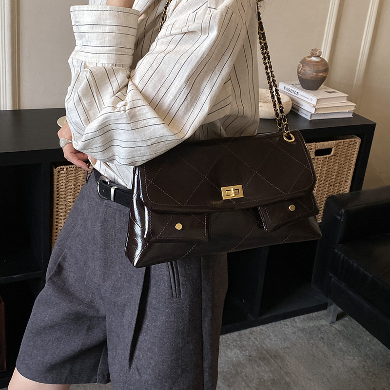 小香风菱格链条包2026春新款腋下包女高级感单肩包通勤斜挎包,箱包皮具/热销女包/男包,腋下包,淘宝优惠券,粉丝福利购,淘宝优惠卷