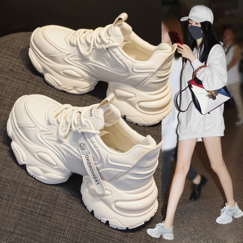 厚底小白鞋女2025新款爆款老爹鞋