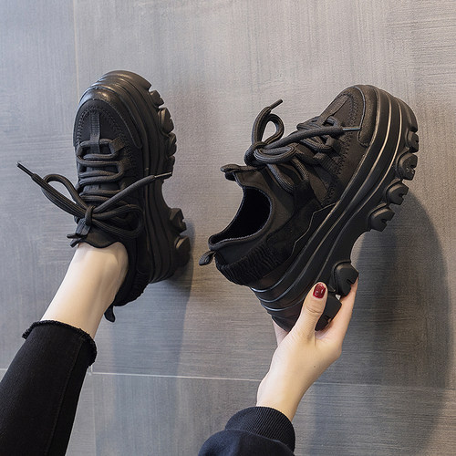 内增高老爹鞋女ins潮2025秋冬新款加绒保暖厚底松糕女鞋小个子8cm