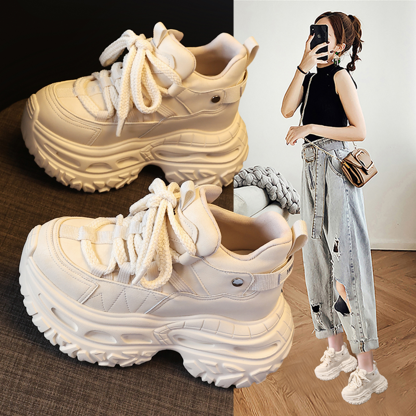 欧洲站厚底老爹鞋女2025秋季新款