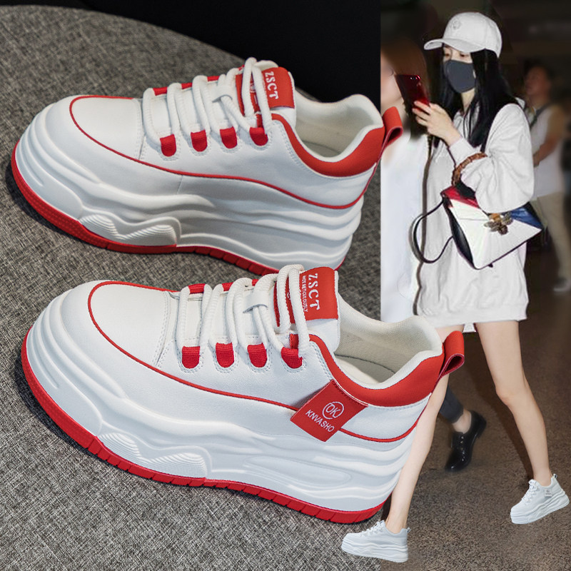 内增高小白鞋女春季2026爆款新款厚底松糕单鞋小个子运动休闲板鞋