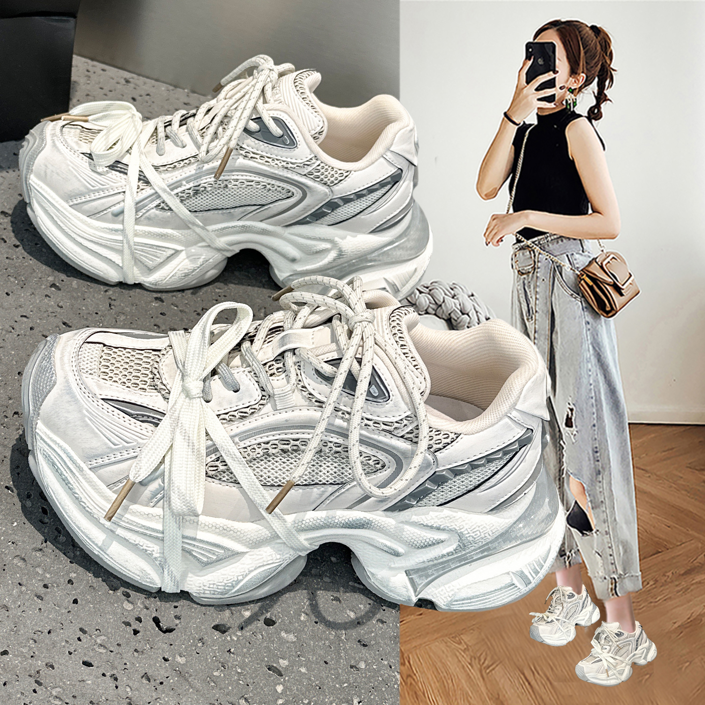 欧洲站系带老爹鞋女2025秋季新款