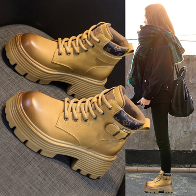 内增高马丁靴女秋冬2025新款真皮