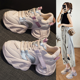 网红厚底老爹鞋女超火2026春季新款爆款运动休闲小个子内增高女鞋