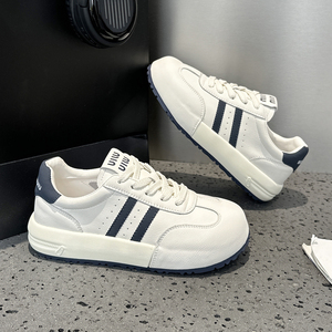 真皮德训小白鞋女2026秋季新款百搭厚底轻便舒适软底休闲运动板鞋