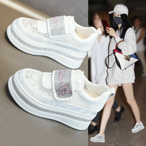真皮内增高小白鞋女2026夏季新款