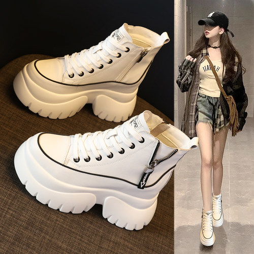 真皮高帮小白鞋女2026春秋季新款