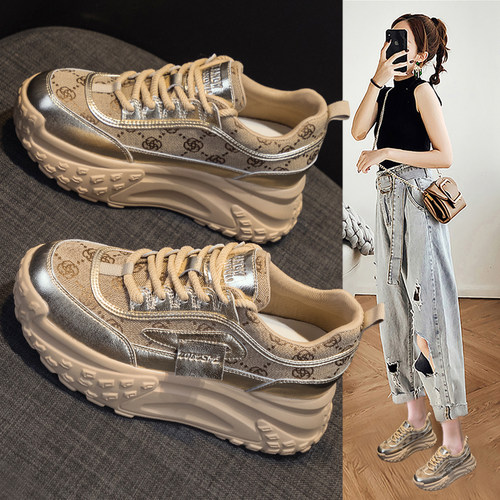 复古厚底老爹鞋女2026春秋季新款