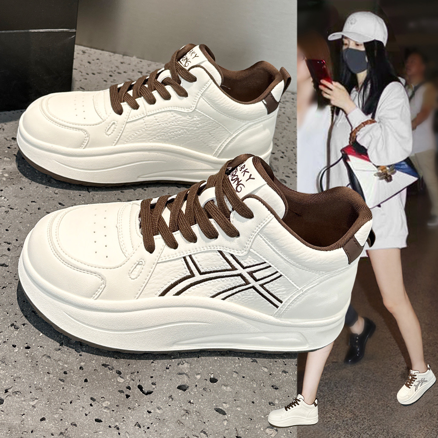 真皮高帮小白鞋女2026年秋冬新款