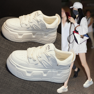 真皮内增高小白鞋女2026新款春季厚底松糕小个子运动老爹休闲板鞋