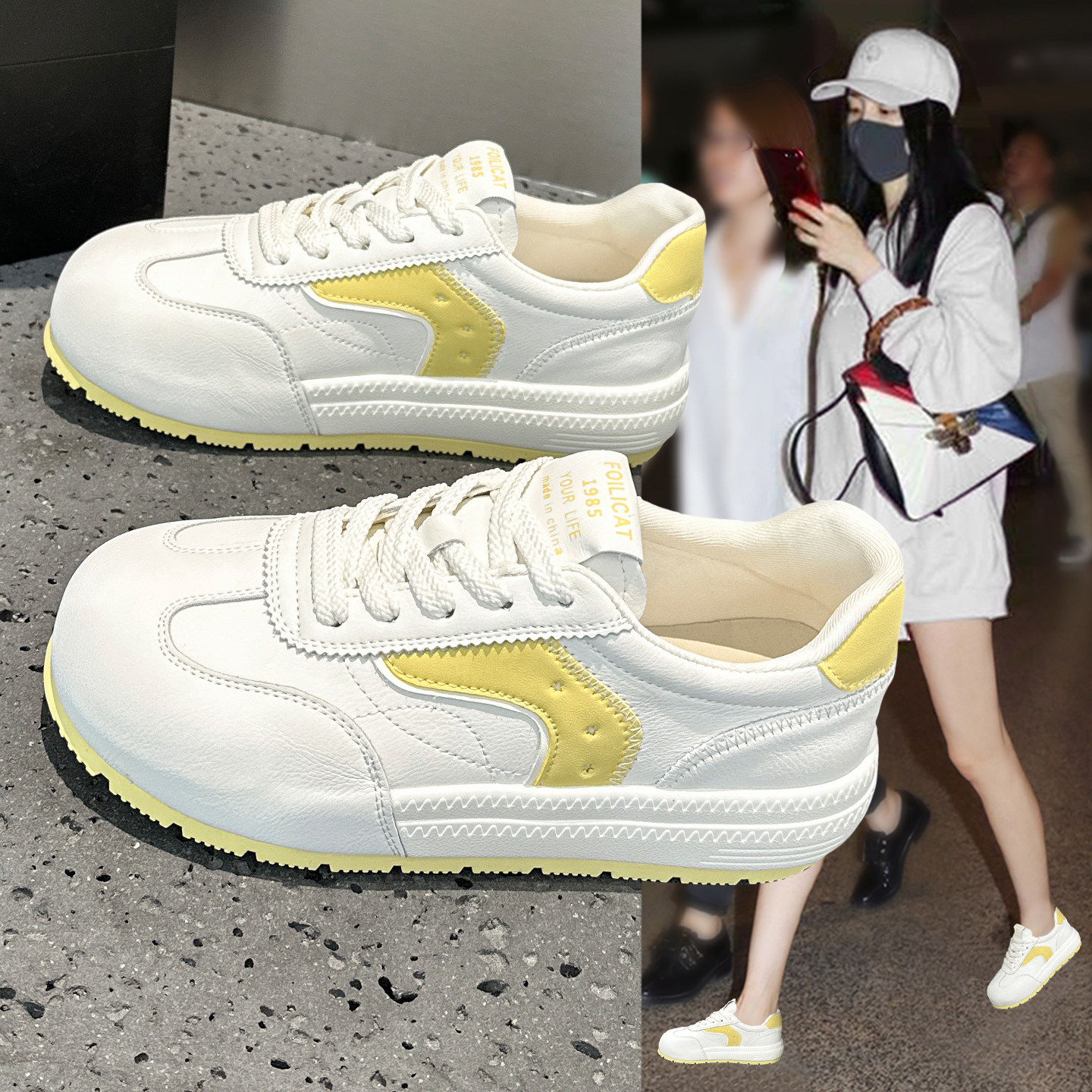 轻便不累脚德训鞋女2026春季新款百搭小白鞋厚底软底运动休闲板鞋