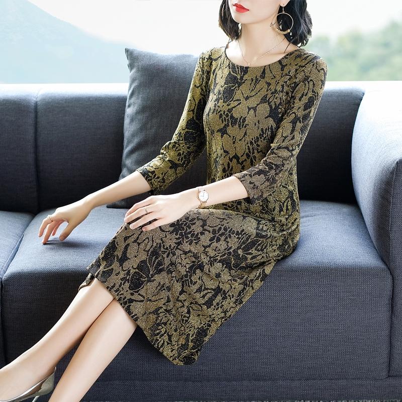 热销0件手慢无适合胯大腿粗的裙子2019秋款长袖大码贵夫人连衣裙阔太太高端洋气