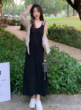 法式微胖显瘦吊带长裙大码设计感