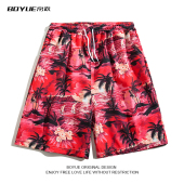 男 阔腿运动舒适海边五分裤 BOYUE帛跃东南亚泰国沙滩短裤 外穿个性