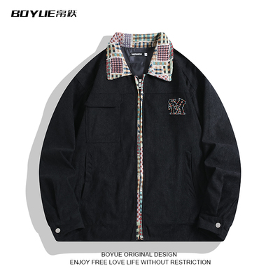 BOYUE帛跃撞色民族风男工装夹克