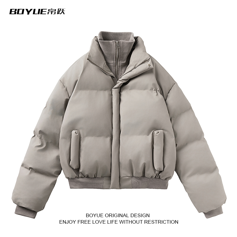 BOYUE帛跃色假两件立领短款棉服