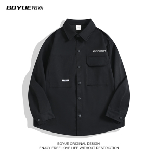 薄款 衬衫 港风休闲cityboy学生百搭外套男女 长袖 BOYUE帛跃春秋工装