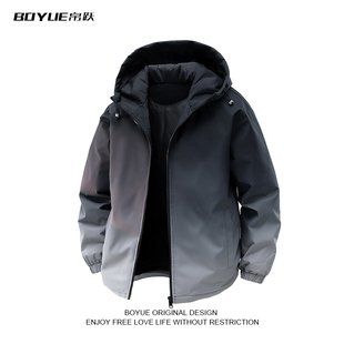 BOYUE帛跃美式渐变工装连帽90羽绒服潮牌保暖三防冲锋外套男女