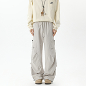 BOYUE帛跃美式 裤 复古潮牌褶皱口袋裤 子男女街头百搭休闲直筒工装