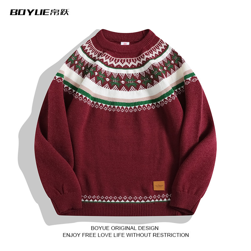 BOYUE帛跃氛围感提花圣诞针织衫