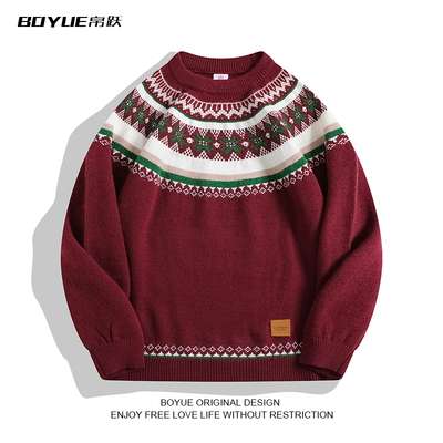 BOYUE帛跃氛围感提花圣诞针织衫