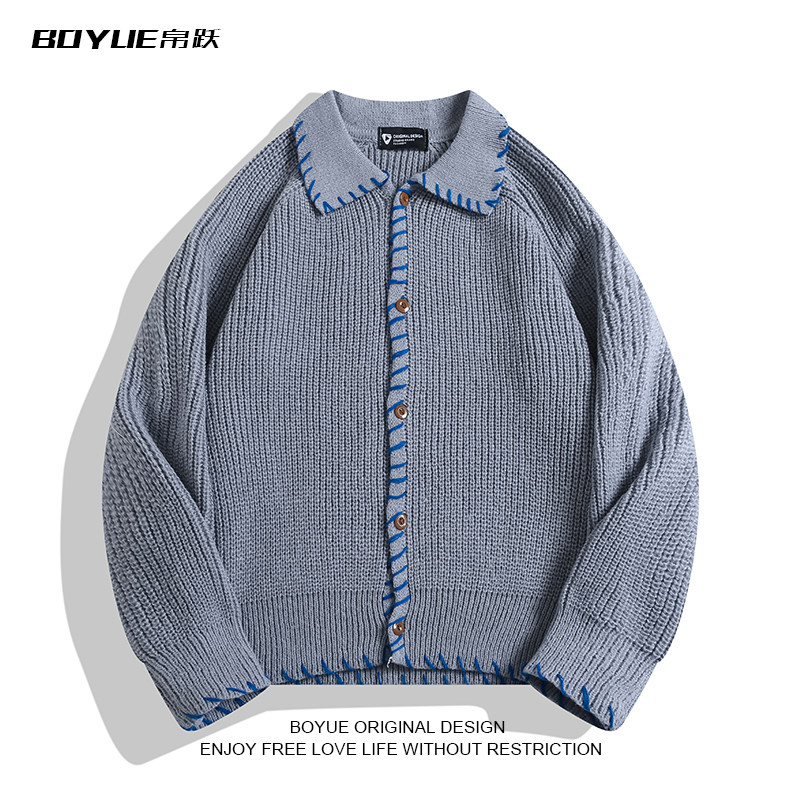 BOYUE帛跃日系手工穿绳情侣毛衣复古撞色文艺休闲男女针织衫外套,男装,针织衫/毛衣,淘宝优惠券,粉丝福利购,淘宝优惠卷