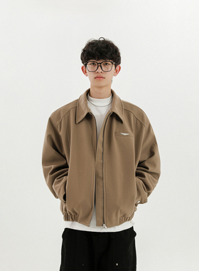 BOYUE帛跃美式巴恩风翻领休闲棉衣通勤男女工装简约行政垫肩夹克