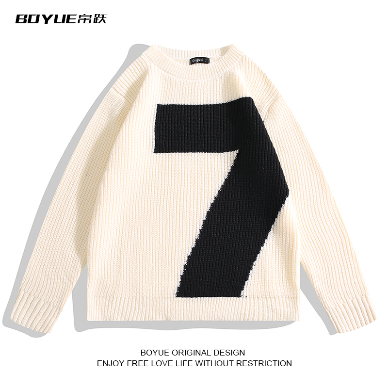 BOYUE帛跃提花圆领毛衣