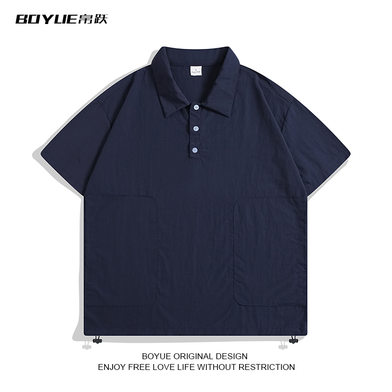BOYUE帛跃简约时尚宽松休闲纯色polo衫青少年上班通勤工装T恤男潮