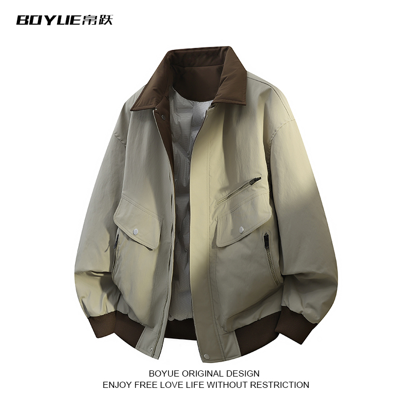 BOYUE帛跃撞色工装户外羽绒服男