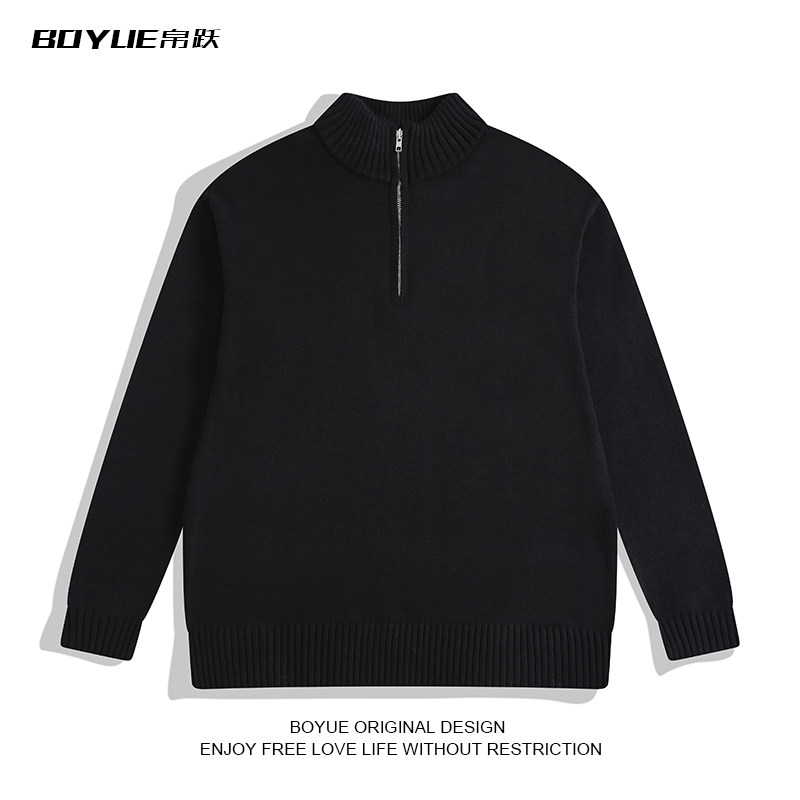 BOYUE帛跃半拉链纯色立领套头毛衣休闲打底修身保暖内搭男针织衫,男装,针织衫/毛衣,淘宝优惠券,粉丝福利购,淘宝优惠卷