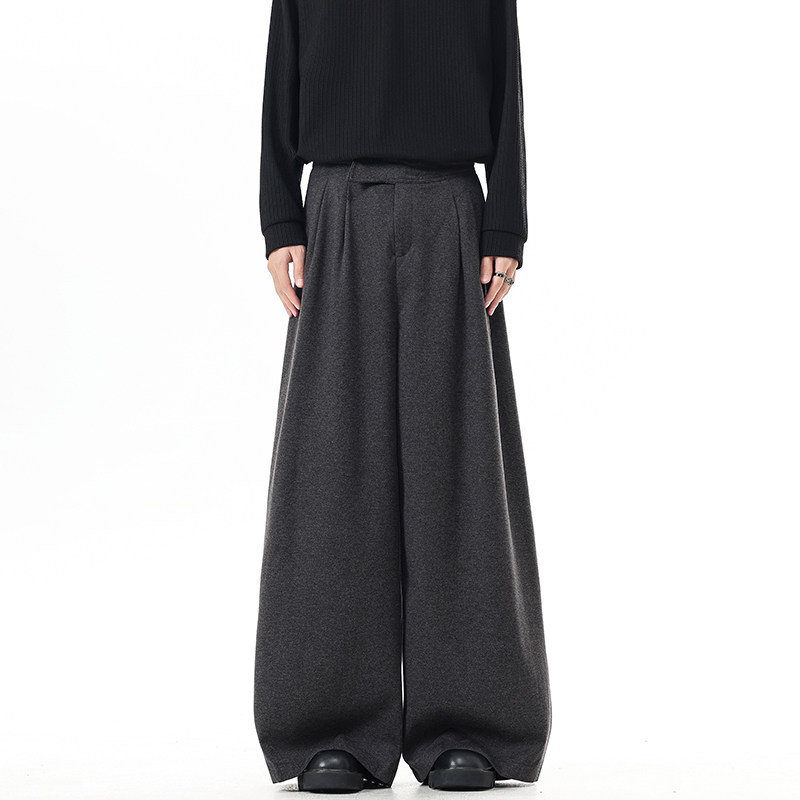 BOYUE帛跃老钱风垂感休闲阔腿裤男女宽松复古纯色高级感直筒长裤,男装,休闲裤,淘宝优惠券,粉丝福利购,淘宝优惠卷