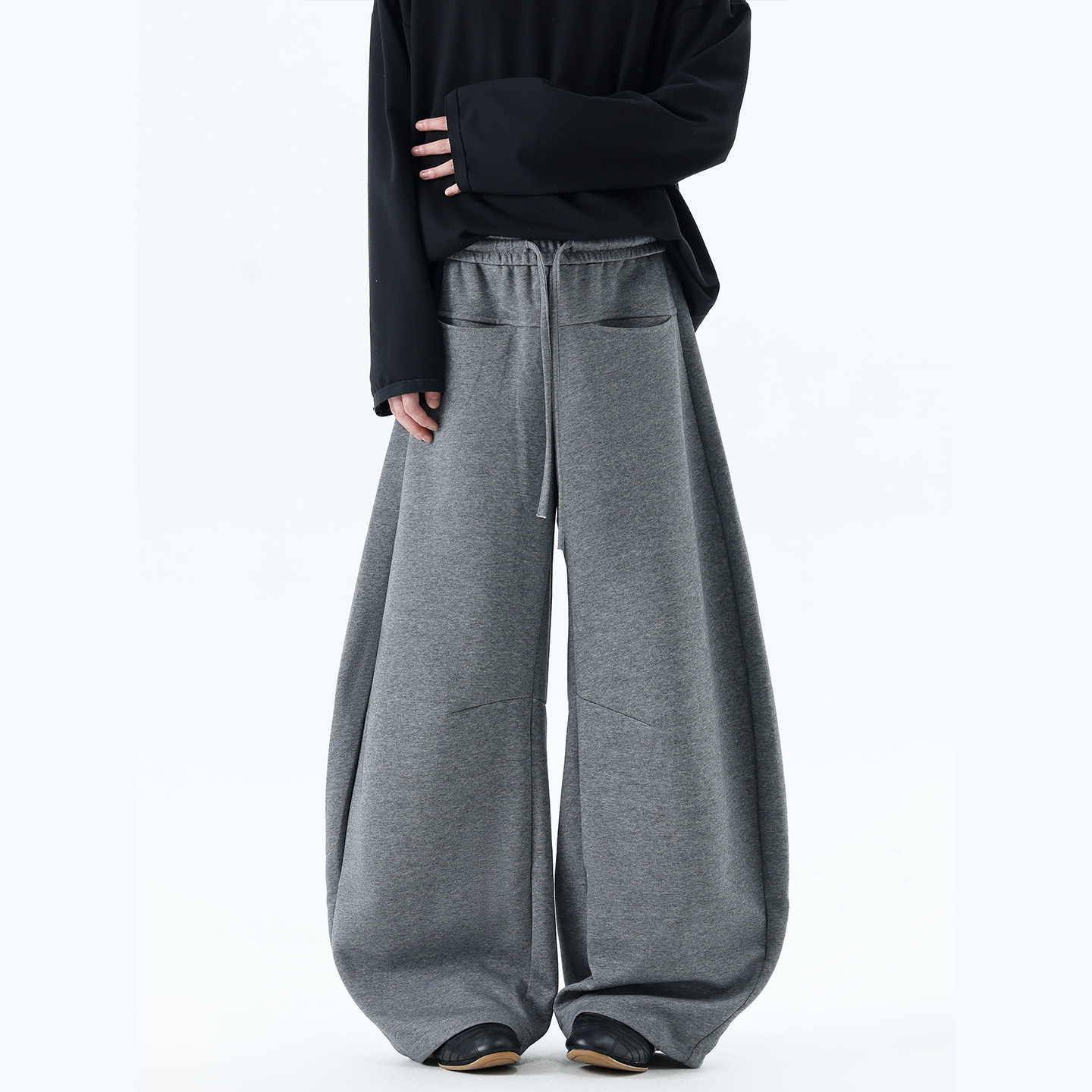 BOYUE帛跃美式复古弯刀阔腿裤男女宽松垂感抽绳高级感休闲长裤潮,男装,休闲裤,淘宝优惠券,粉丝福利购,淘宝优惠卷